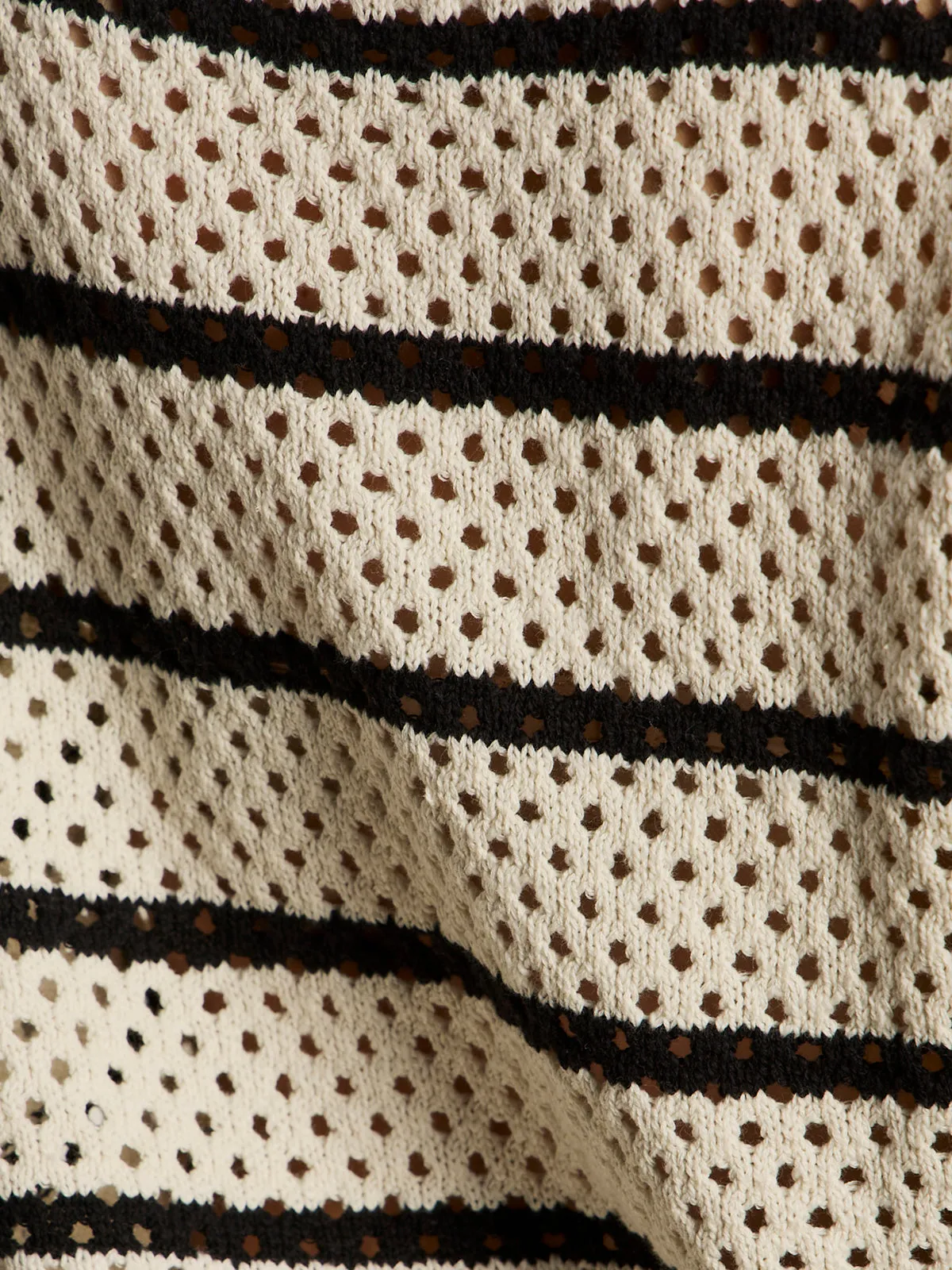 Airy Openwork Sweater Chalk Black Stripe