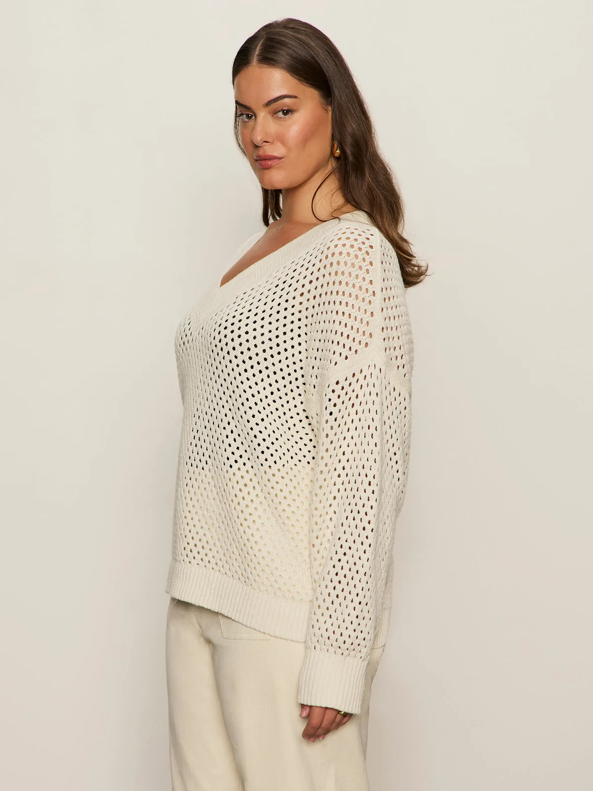 Airy Openwork Sweater Macrame Extended Sizing
