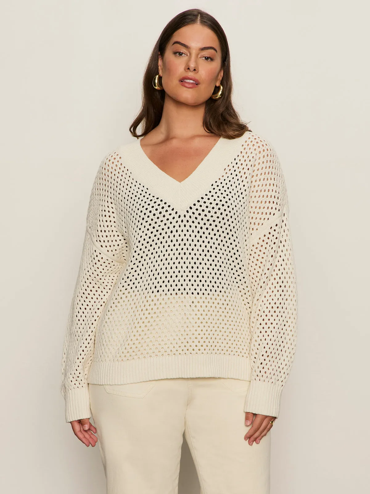 Airy Openwork Sweater Macrame Extended Sizing