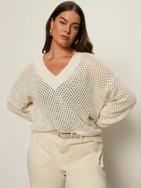Airy Openwork Sweater Macrame Extended Sizing