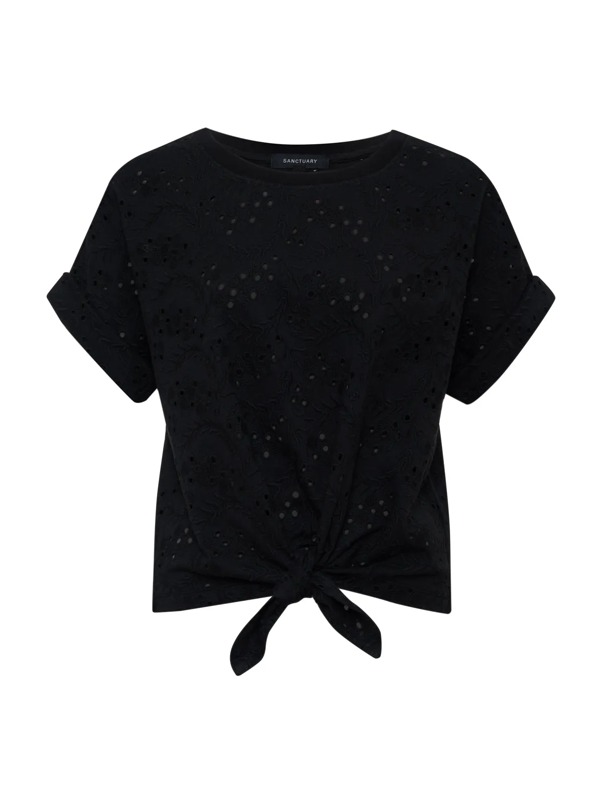 All Day Eyelet Tee Black