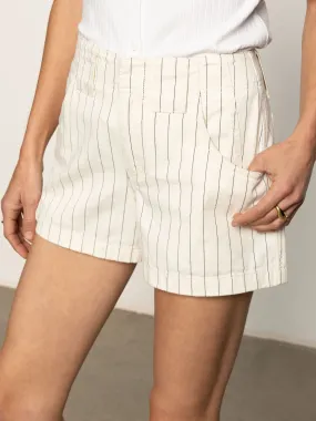 Arden Denim Short Bleached White Pinstripe