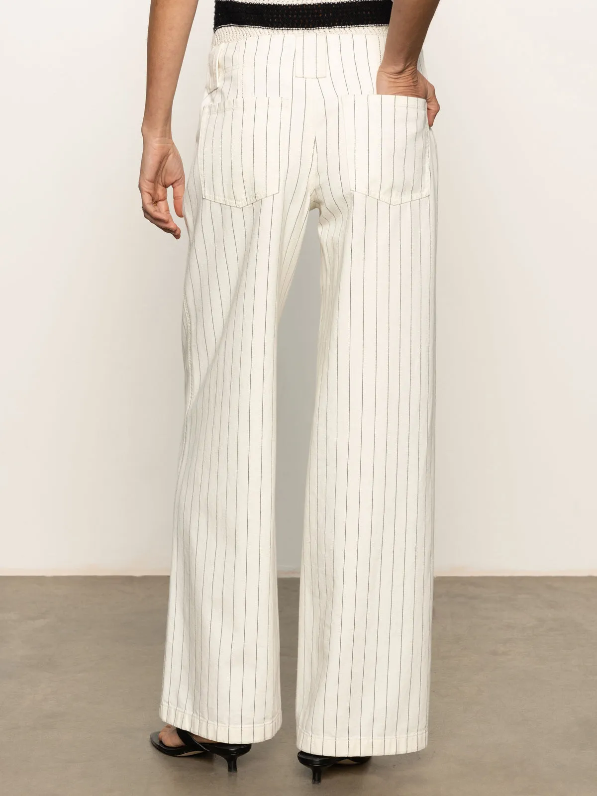 Arden Wide Leg Jeans Bleached White Pinstripe