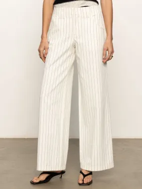 Arden Wide Leg Jeans Bleached White Pinstripe