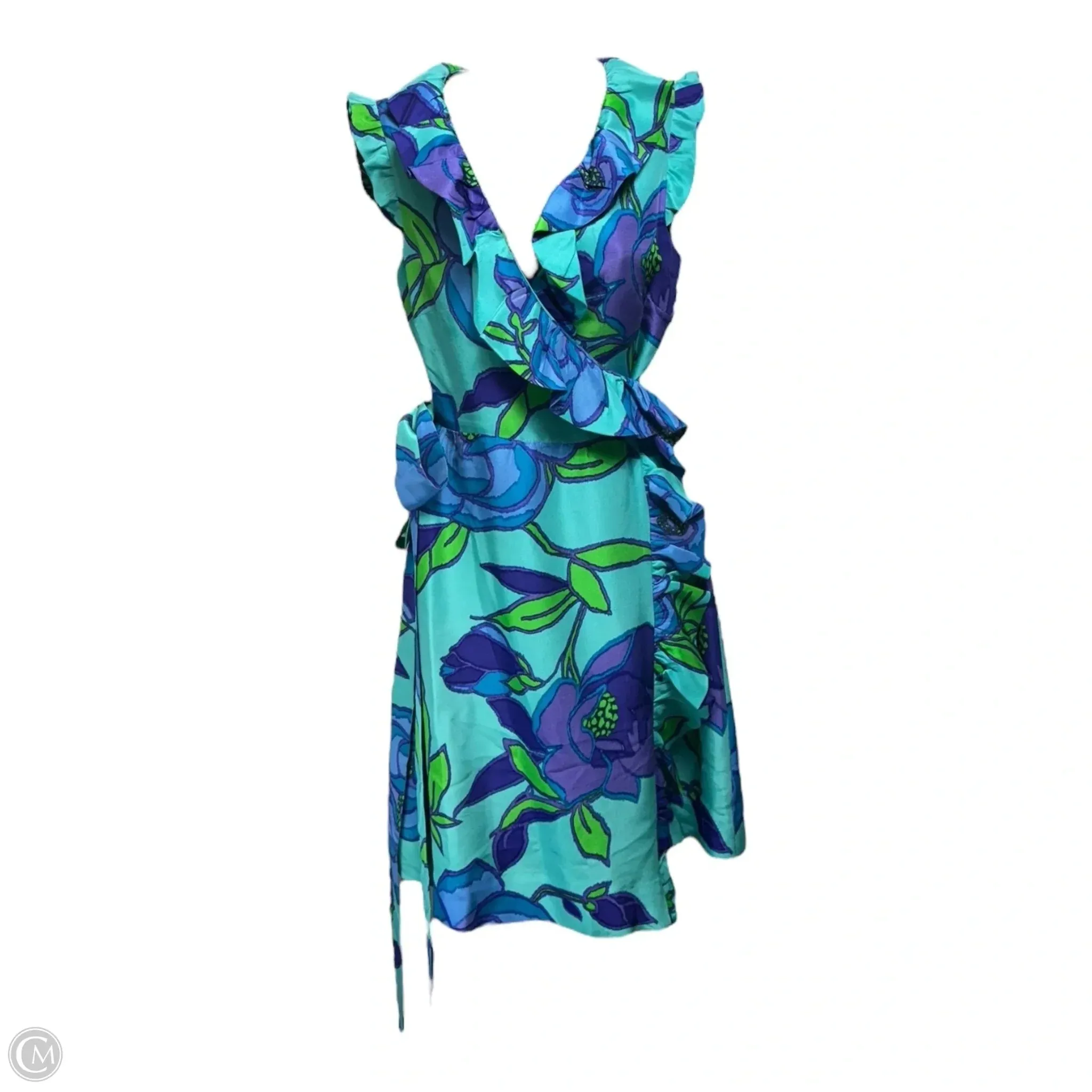 Aubrey Silk Wrap Dress Designer By Kate Spade In Floral Print, Size: 4