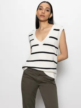 Boyfriend Sweater Vest Chalk with Black