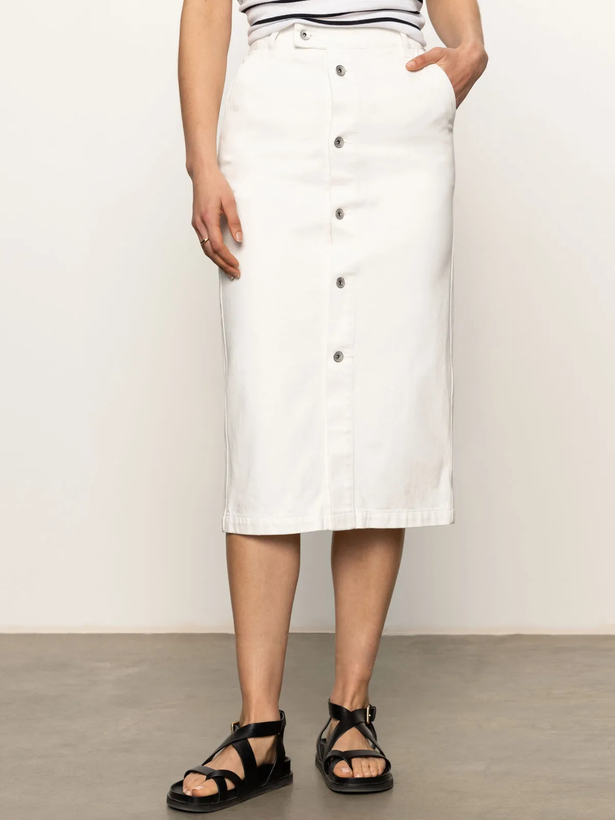 Carrier Denim Skirt Bleached White