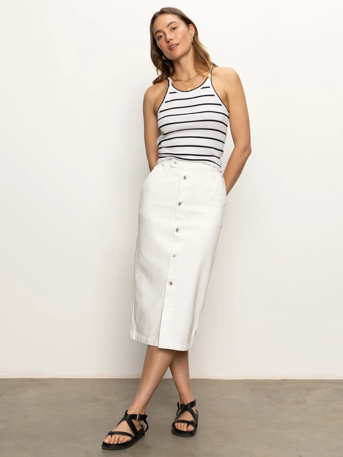 Carrier Denim Skirt Bleached White