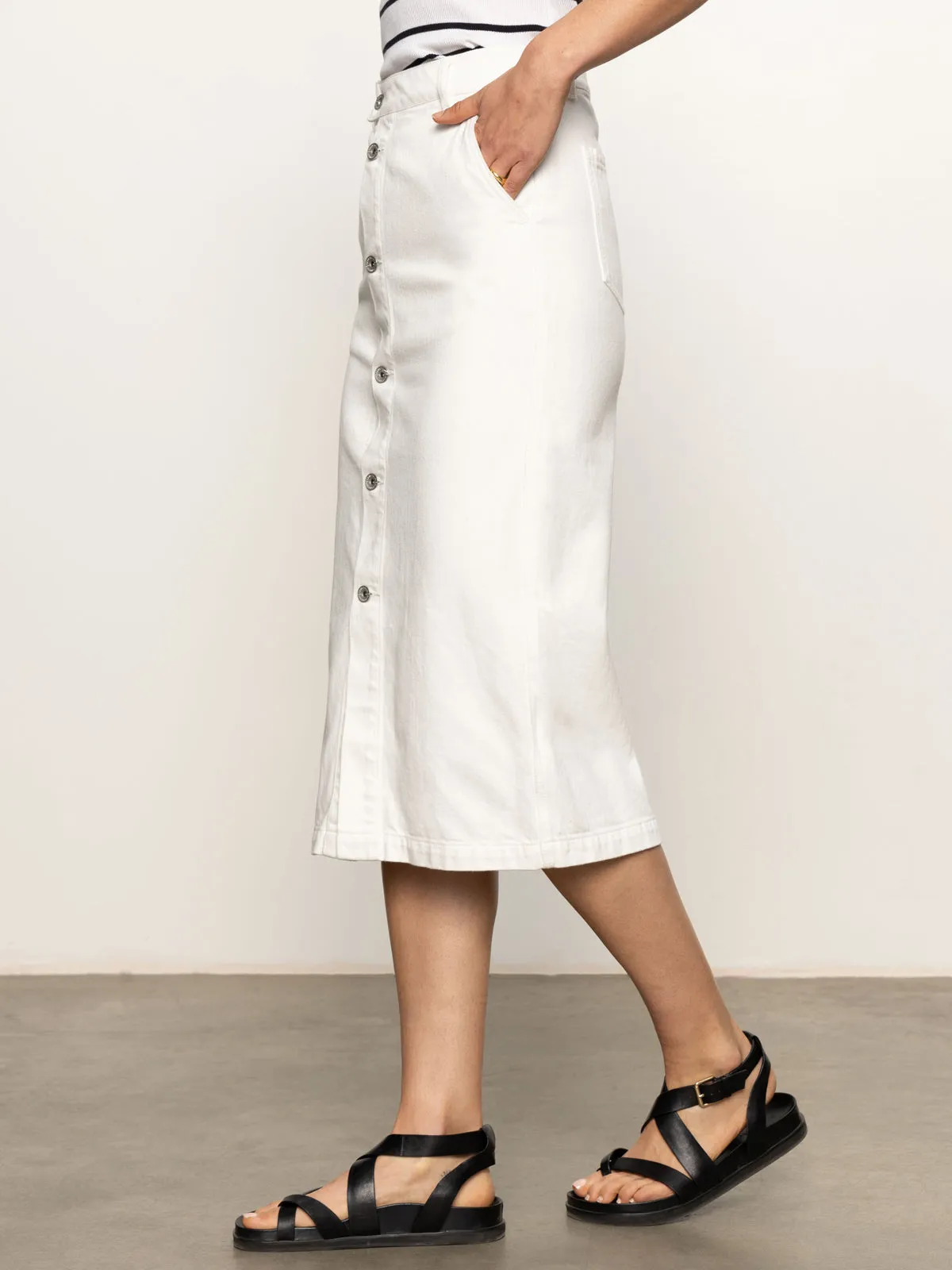 Carrier Denim Skirt Bleached White