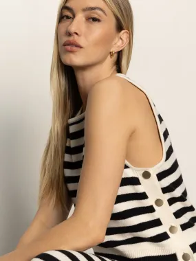 City Summer Tank Black/  Macrame Stripe
