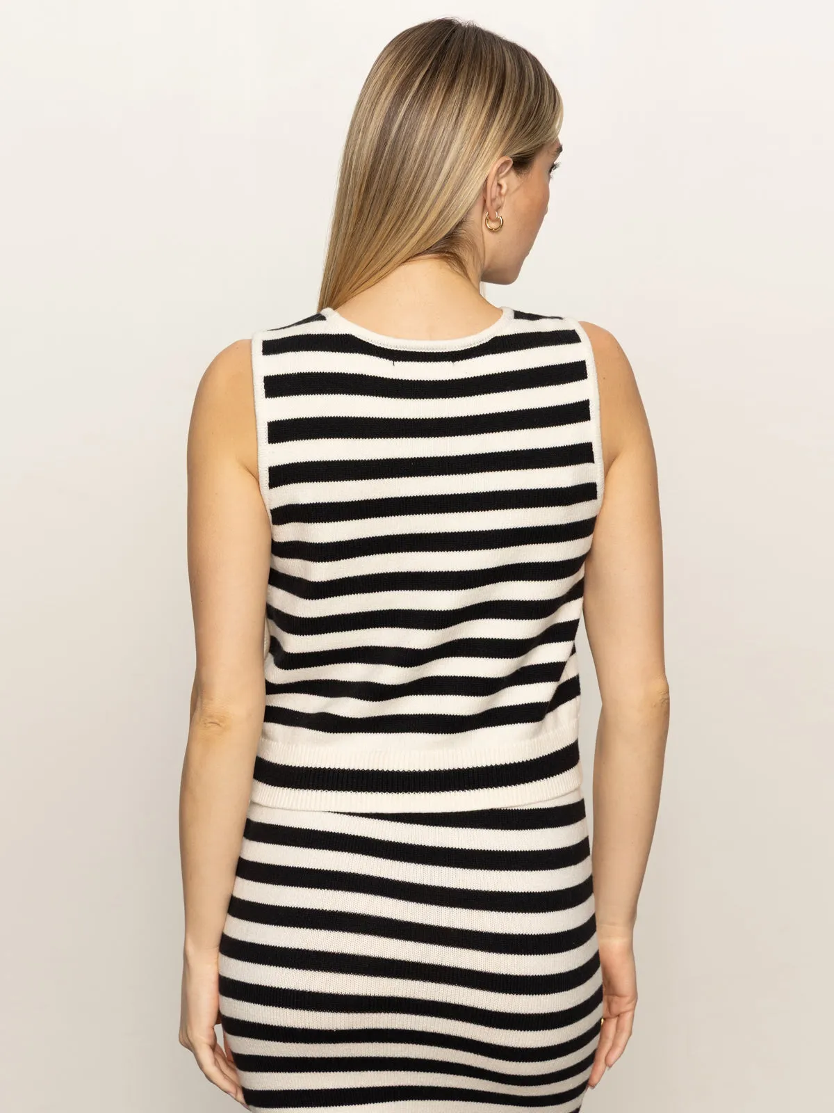 City Summer Tank Black/  Macrame Stripe
