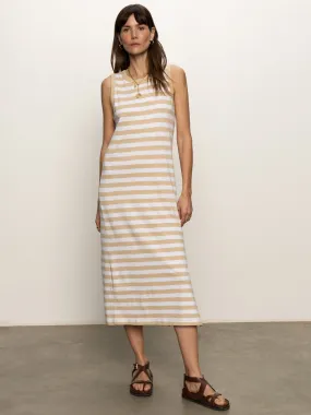 Contrast Trim Maxi Dress Sandstone White Stripe