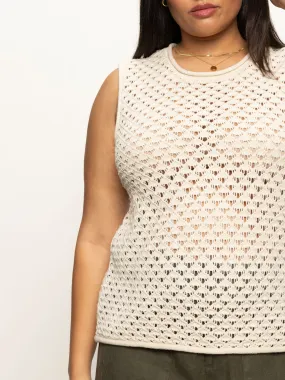 Crochet Shell Sweater Eco Natural Extended Sizing