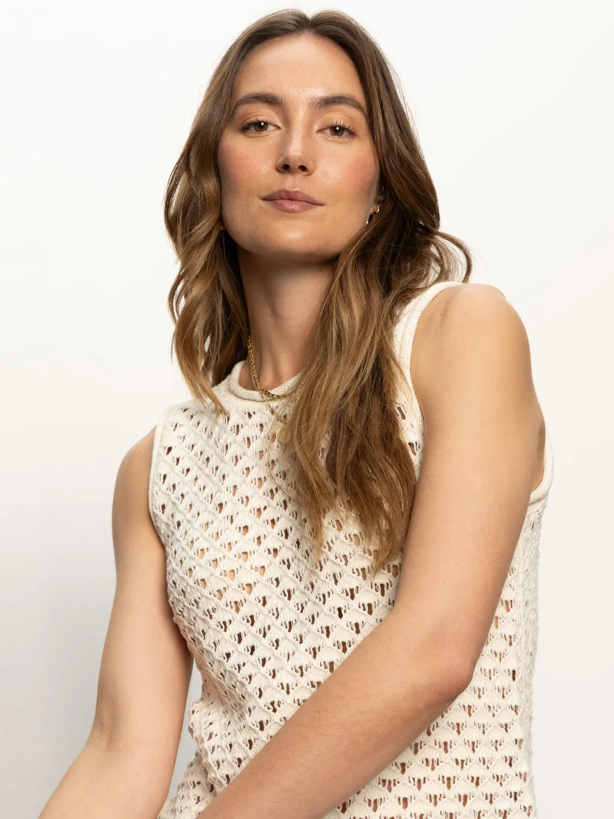 Crochet Shell Sweater Eco Natural