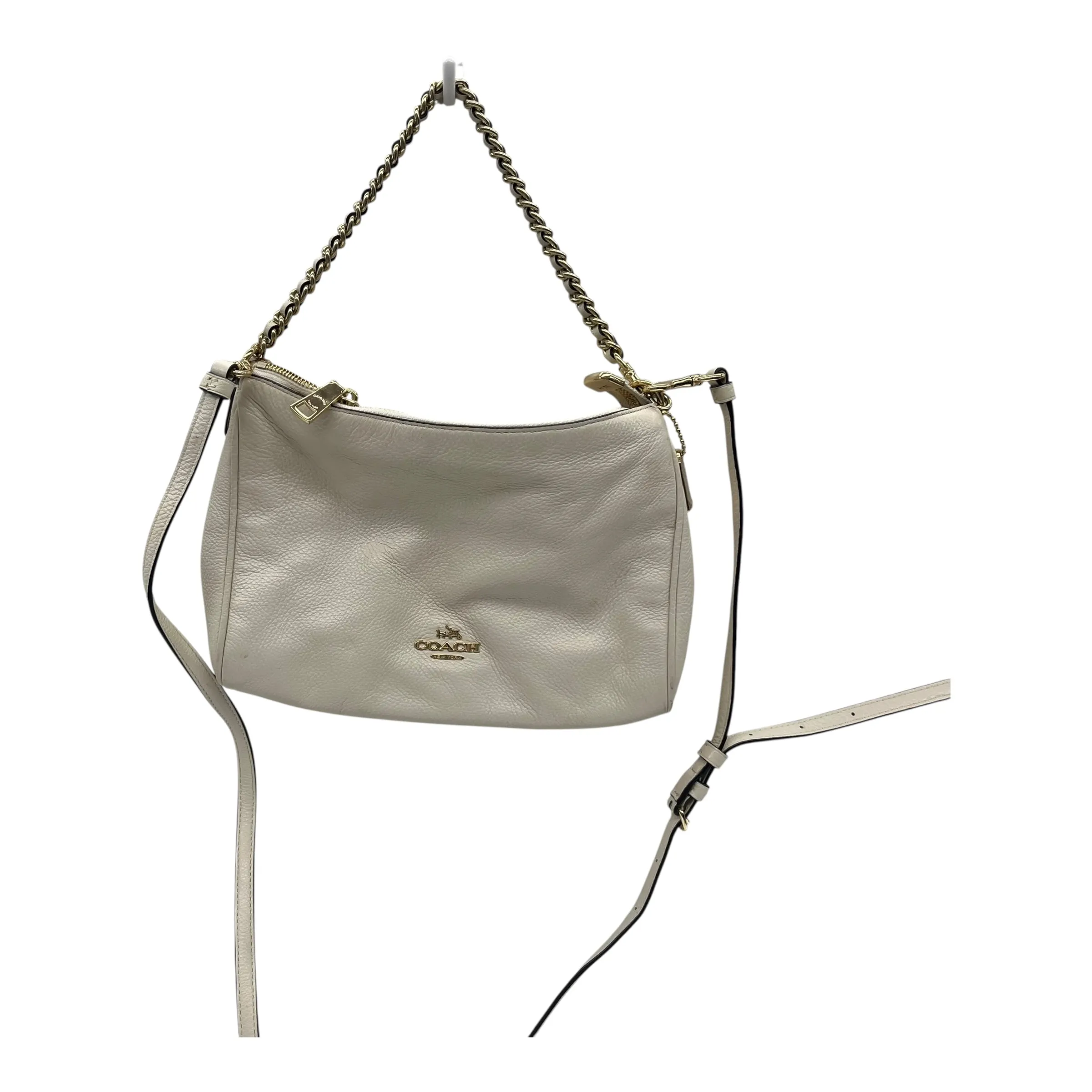 Crossbody Designer By Coach In Cream, Size:Medium
