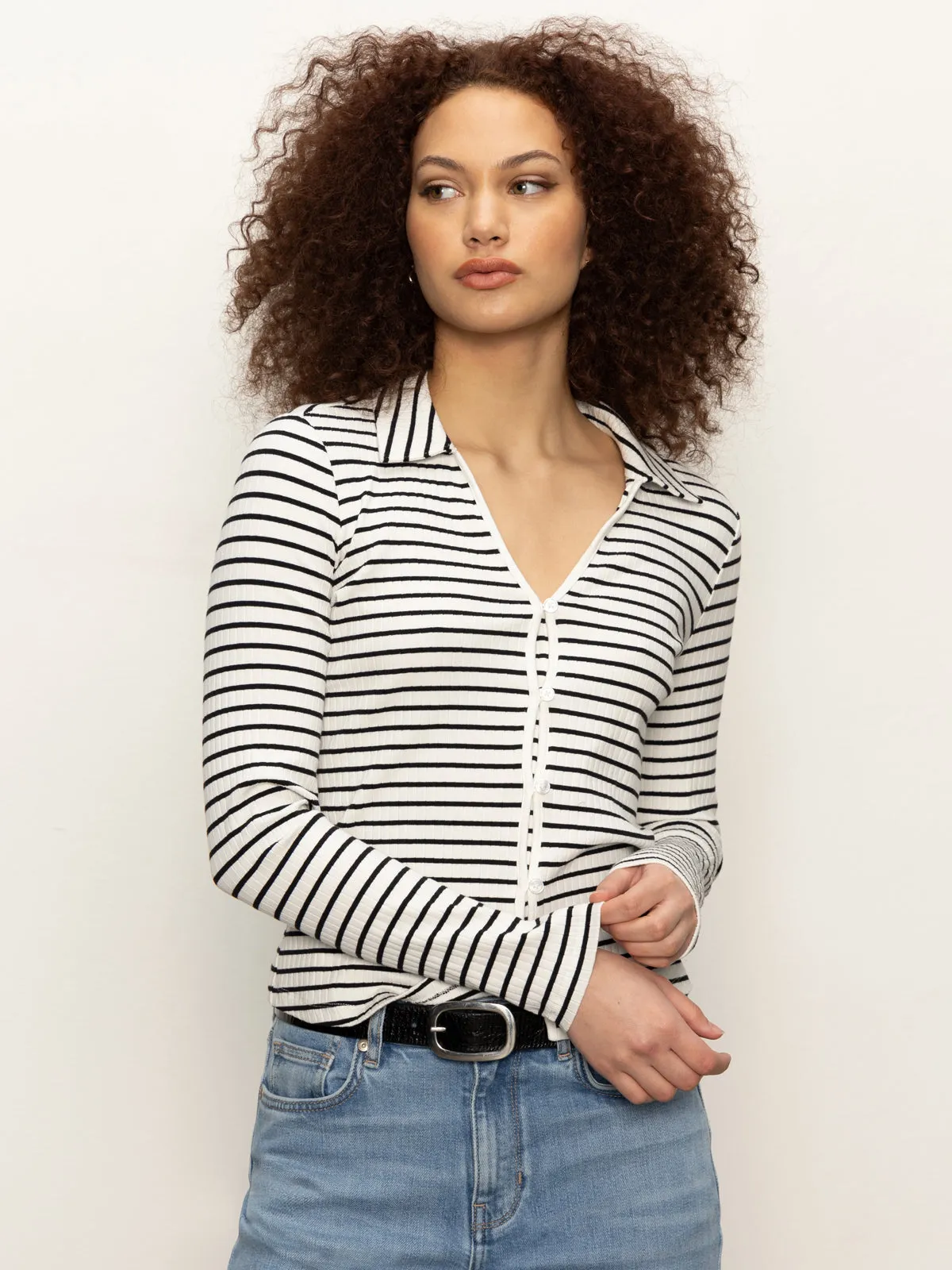 Daydreamer Knit Shirt Chalk / Black Stripe