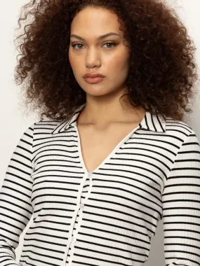Daydreamer Knit Shirt Chalk / Black Stripe
