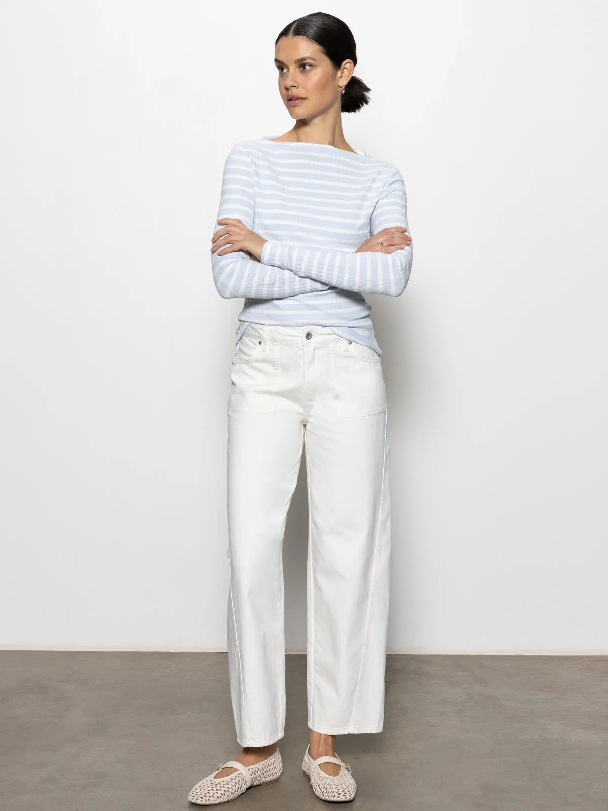 District Column Standard Rise Ankle Jean Bleached White