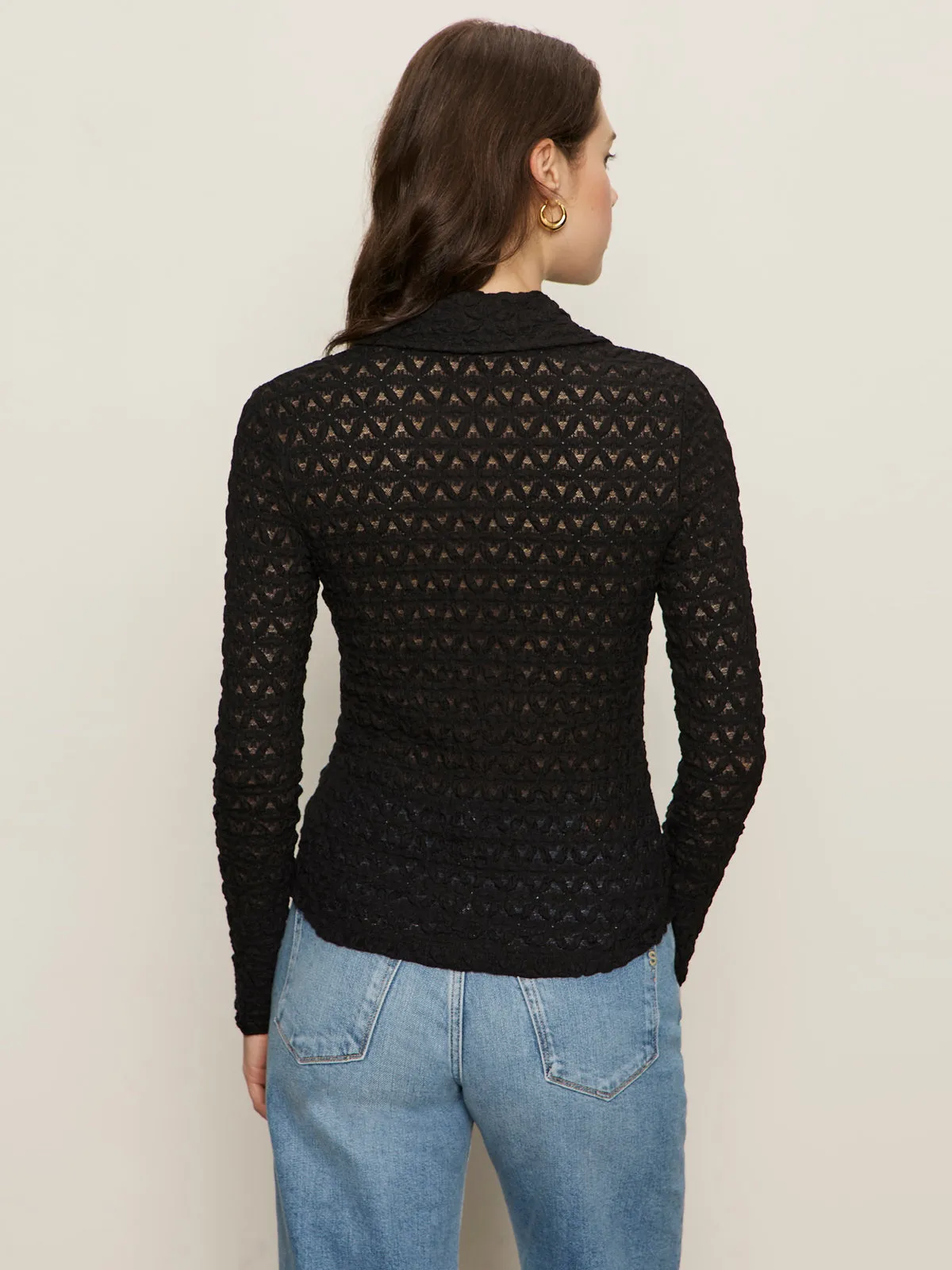 Dreamgirl Lace Button Up Top Black