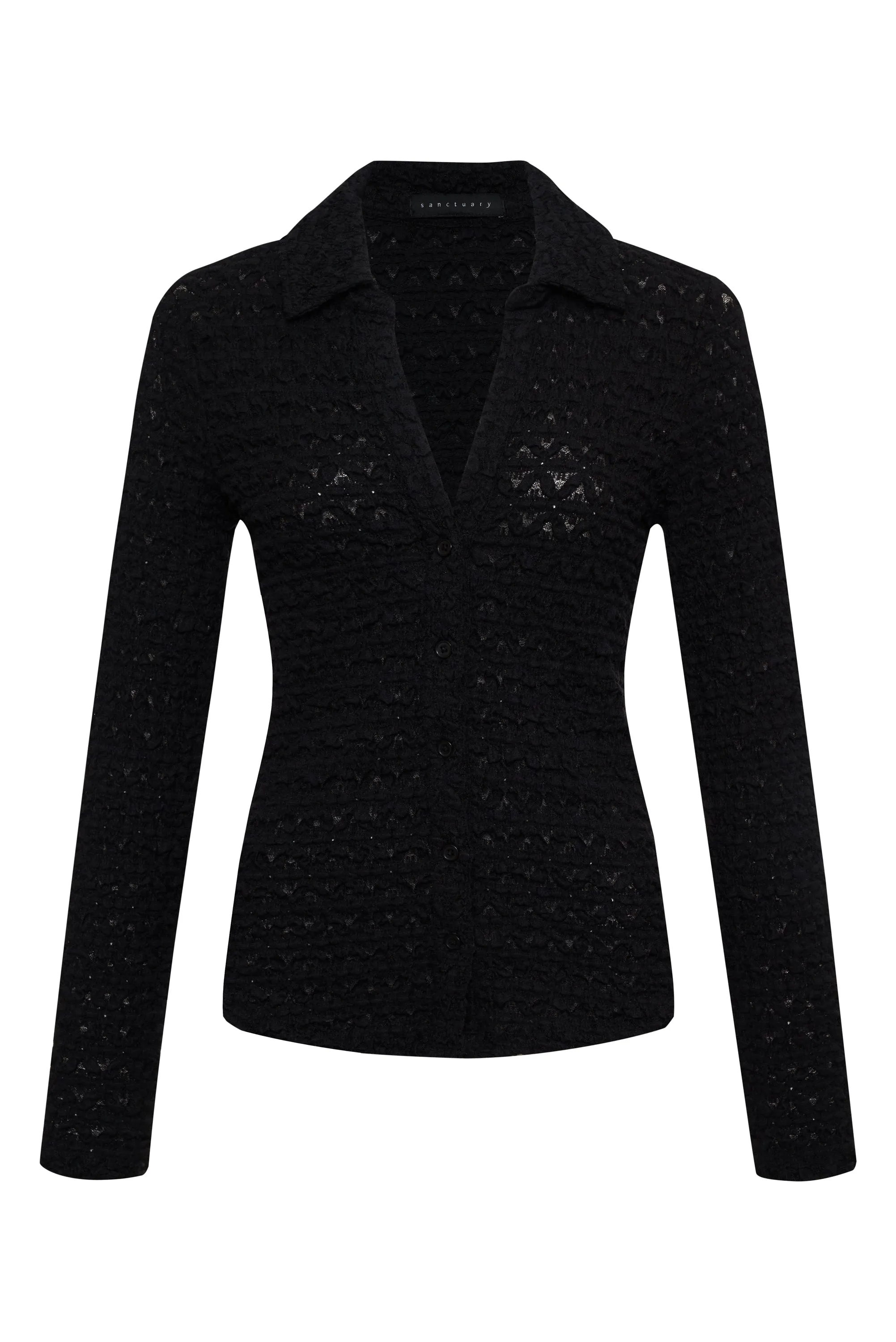 Dreamgirl Lace Button Up Top Black