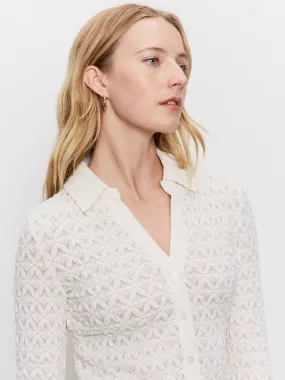 Dreamgirl Lace Button Up Top Chalk