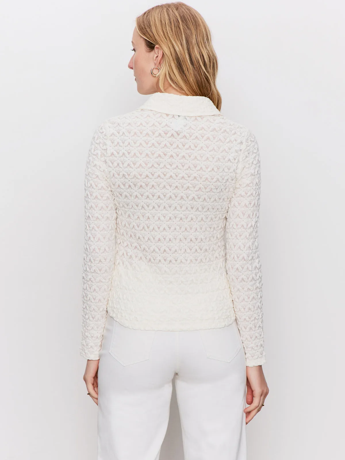 Dreamgirl Lace Button Up Top Chalk