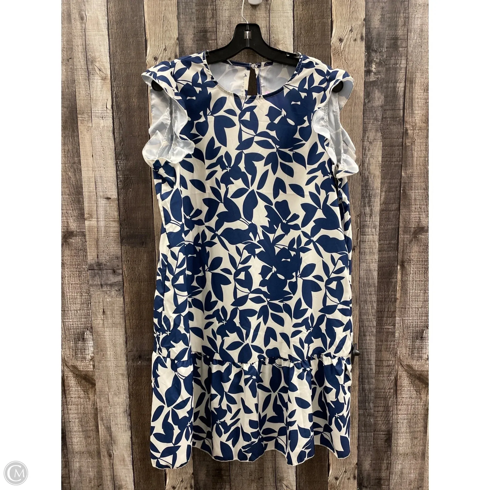 Dress Casual Midi By Shein In Blue & Cream, Size: Xl