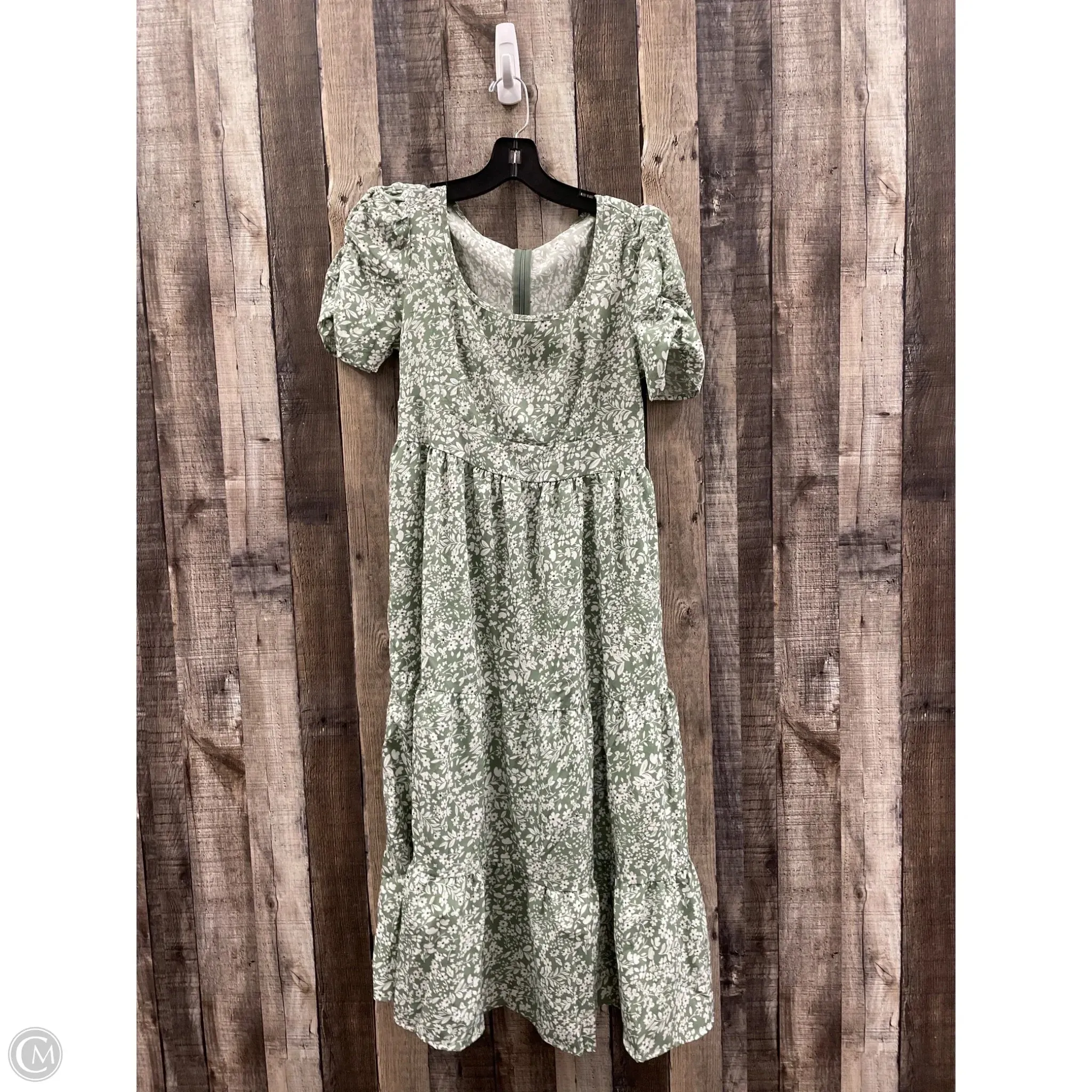 Dress Casual Midi By Shein In Green & White, Size: S