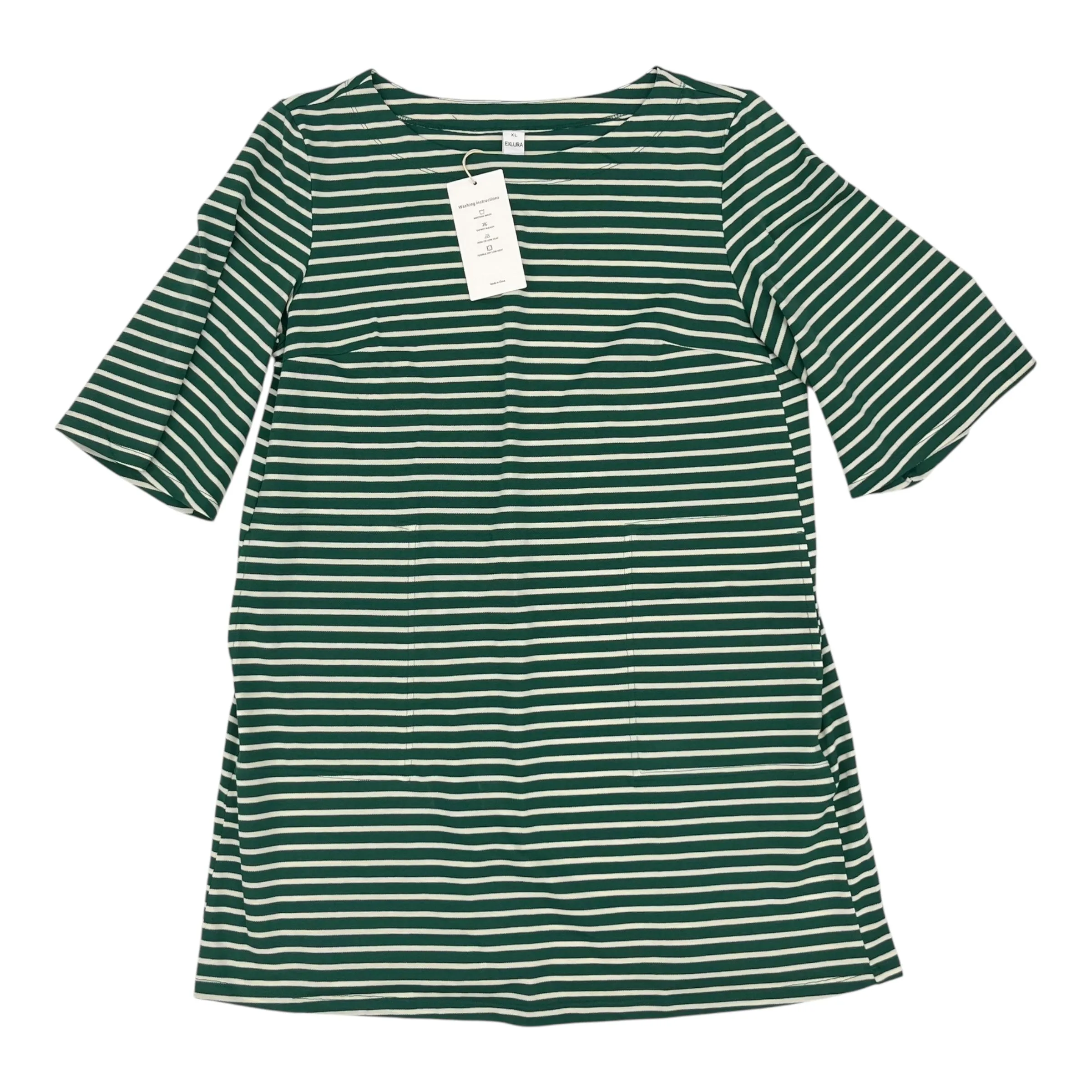 Dress Casual Short By Cmf In Cream & Green, Size:Xl