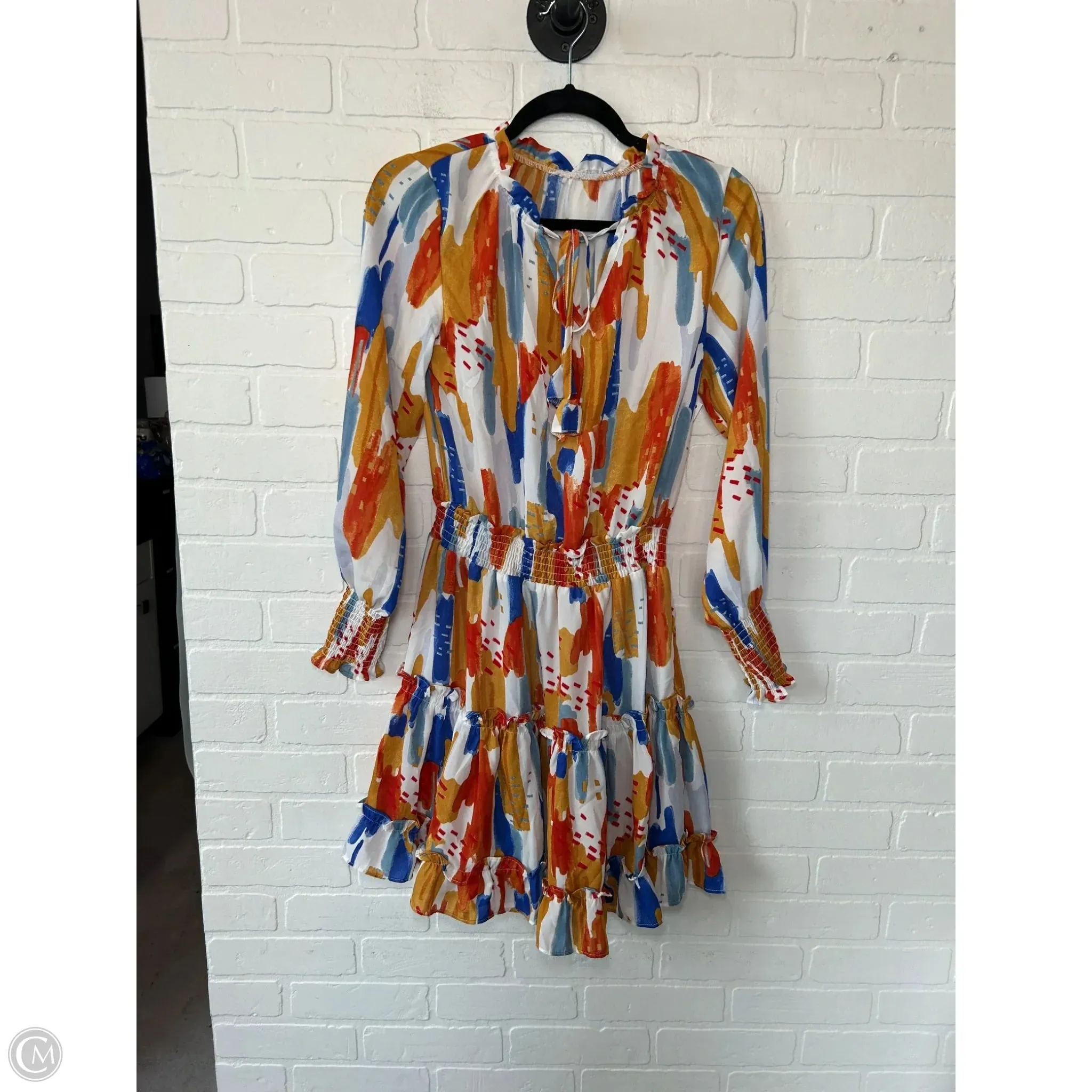 Dress Casual Short By Cmf In Orange & White, Size: S