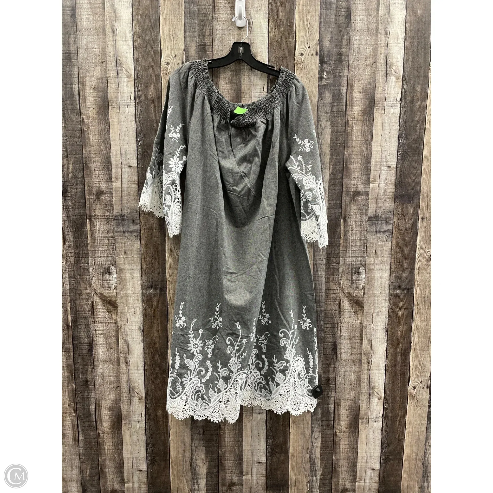 Dress Casual Short By Romans In Grey & White, Size: 2x