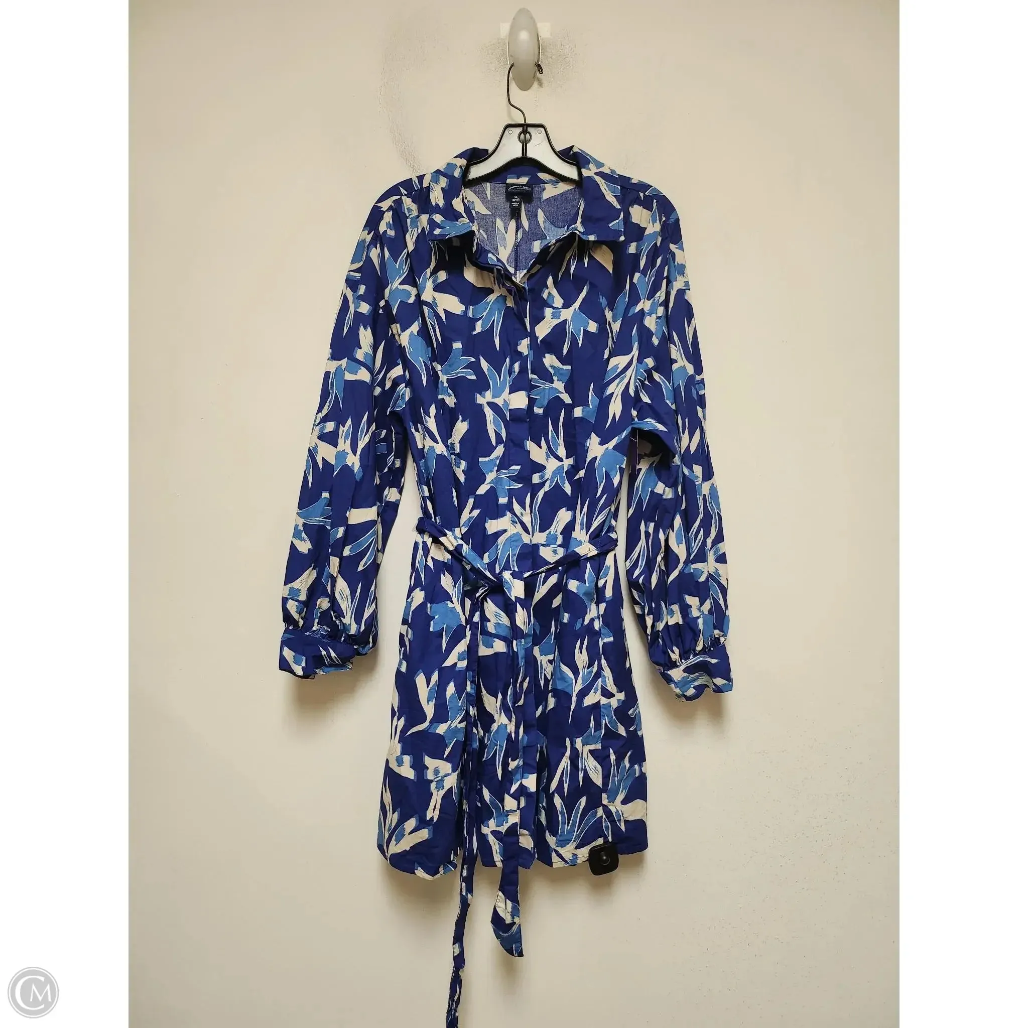 Dress Casual Short By Scoop In Blue & White, Size: Xl
