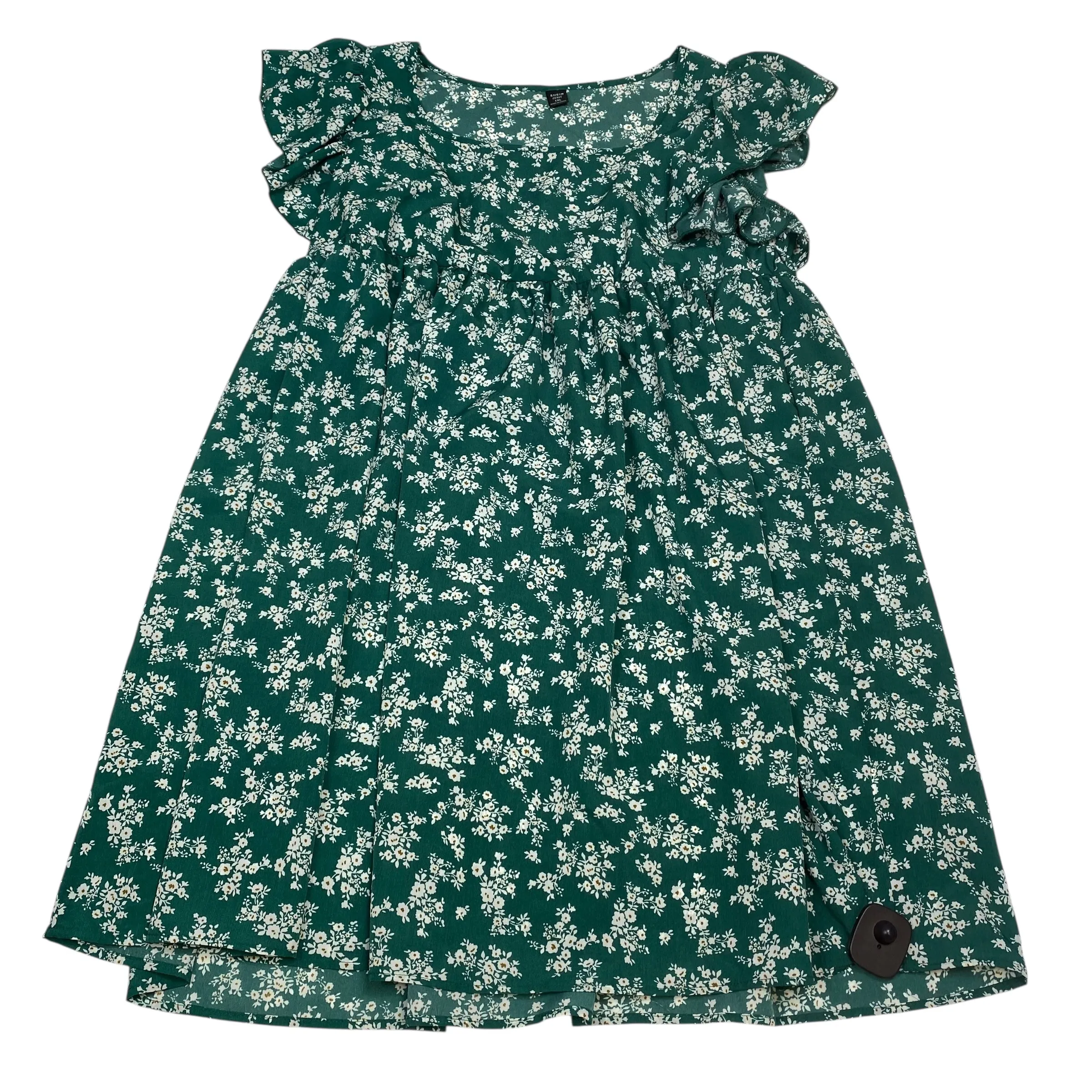 Dress Casual Short By Shein In Green & White, Size:1X