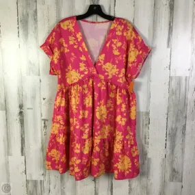 Dress Casual Short By Shein In Pink & Yellow, Size: M