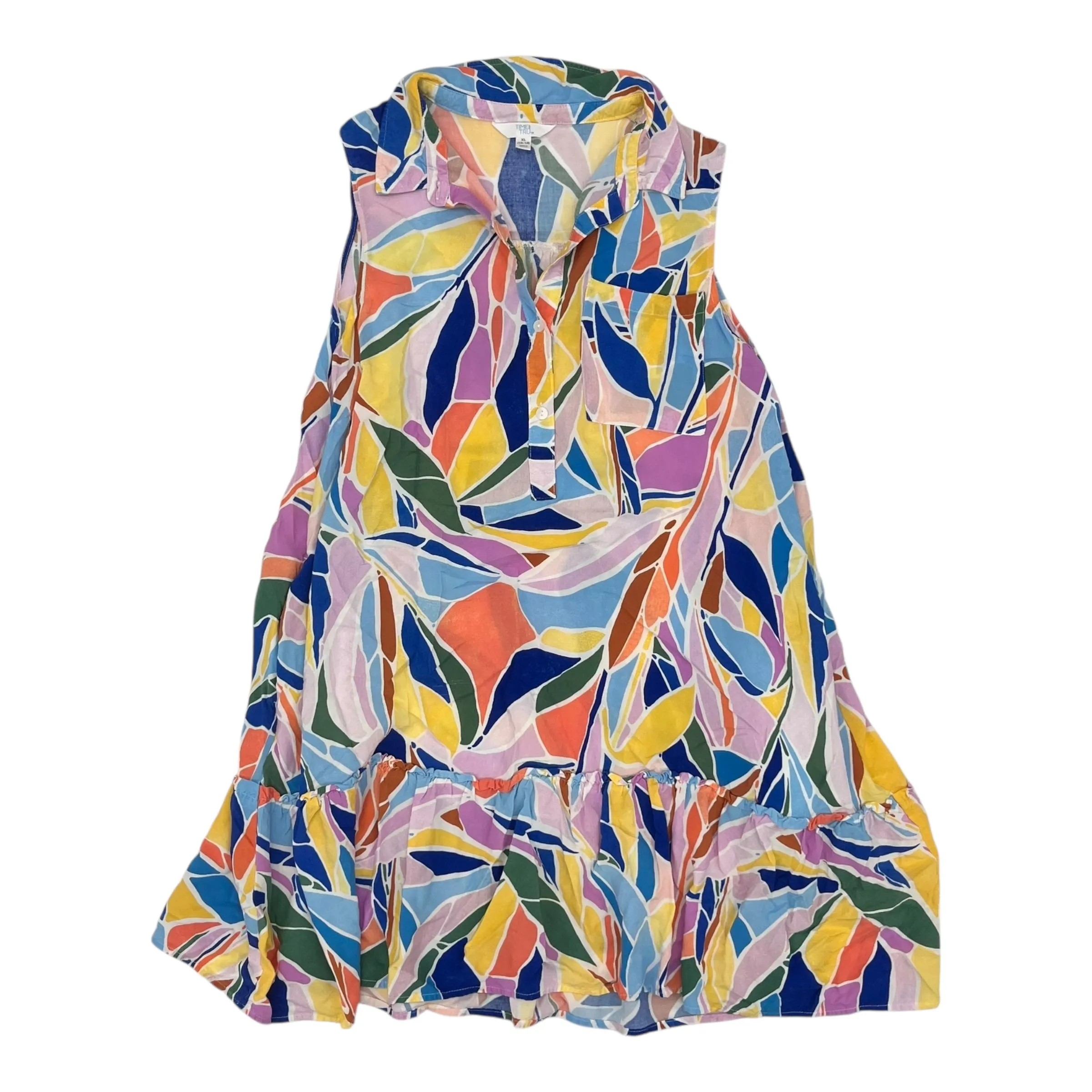 Dress Casual Short By Time And Tru In Blue & Yellow, Size:Xl