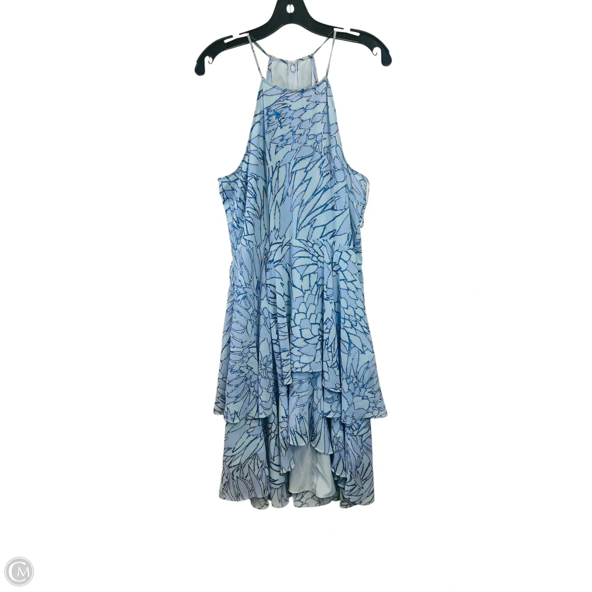 Dress Designer By Badgley Mischka In Blue & White, Size: L