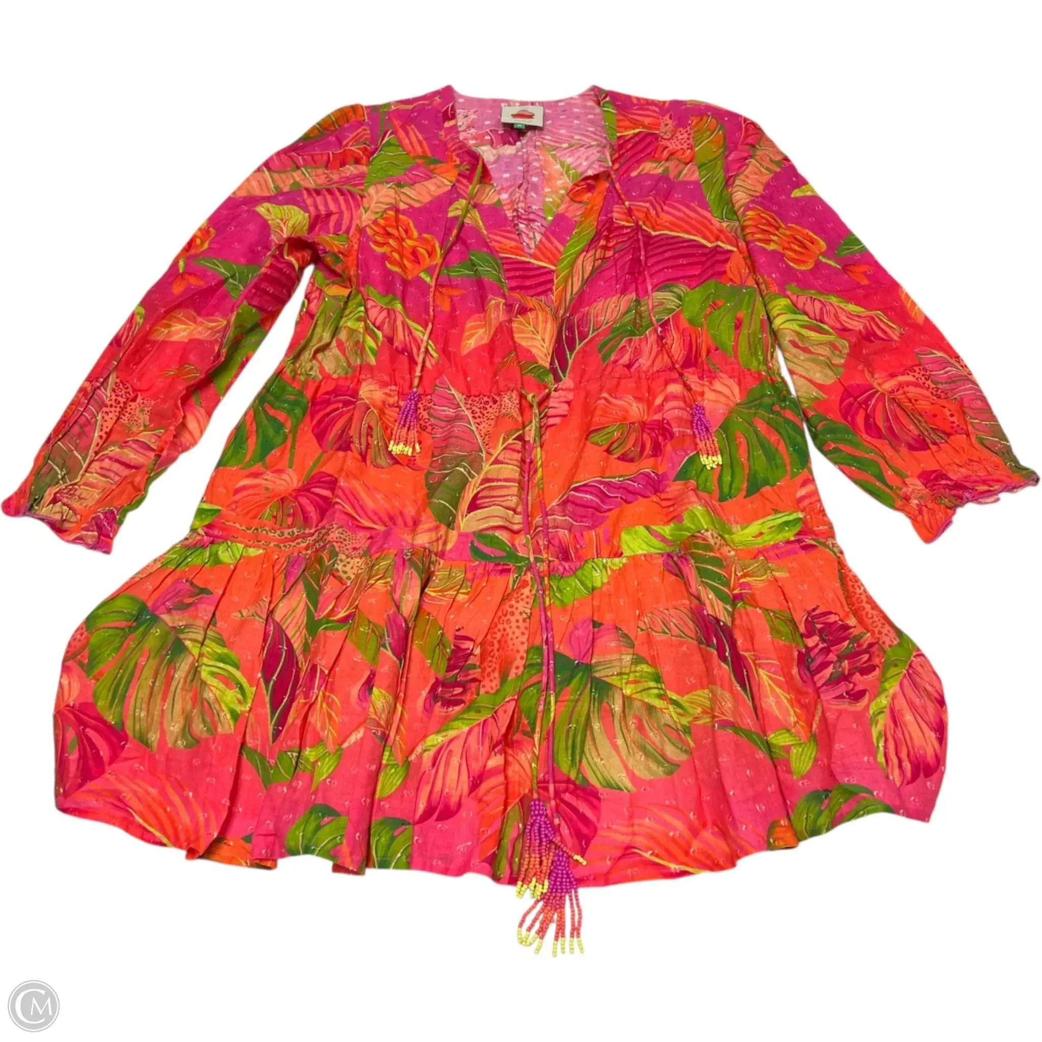 Dress Designer By Farm Rio In Orange & Pink, Size: M
