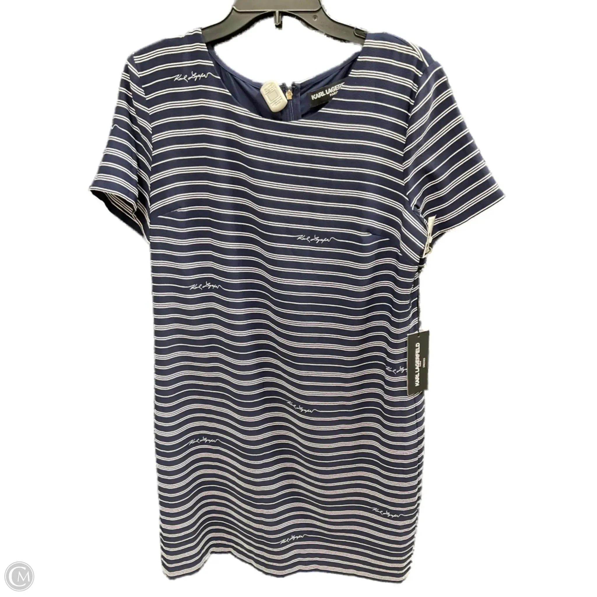 Dress Designer By Karl Lagerfeld In Blue & White, Size: 12
