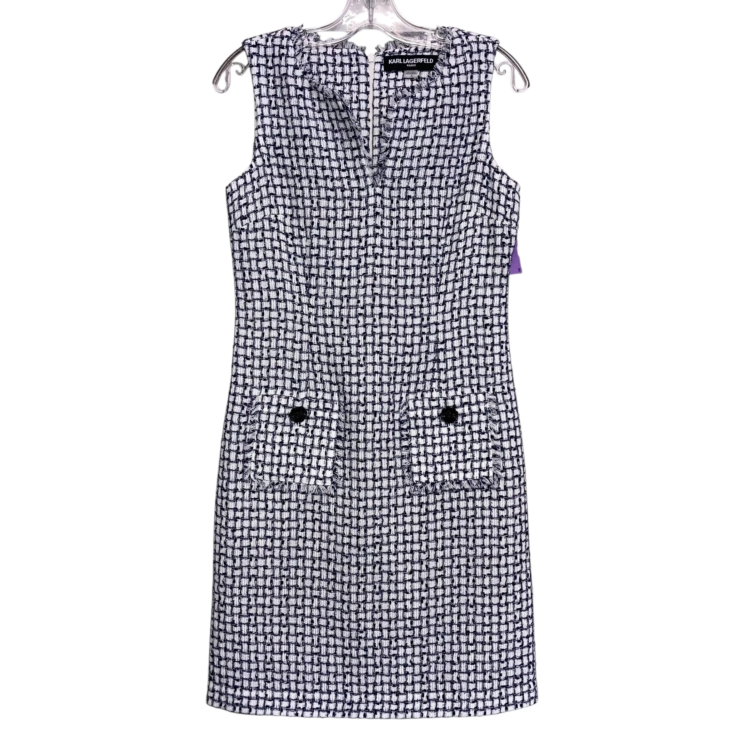 Dress Designer By Karl Lagerfeld In Blue & White, Size:4