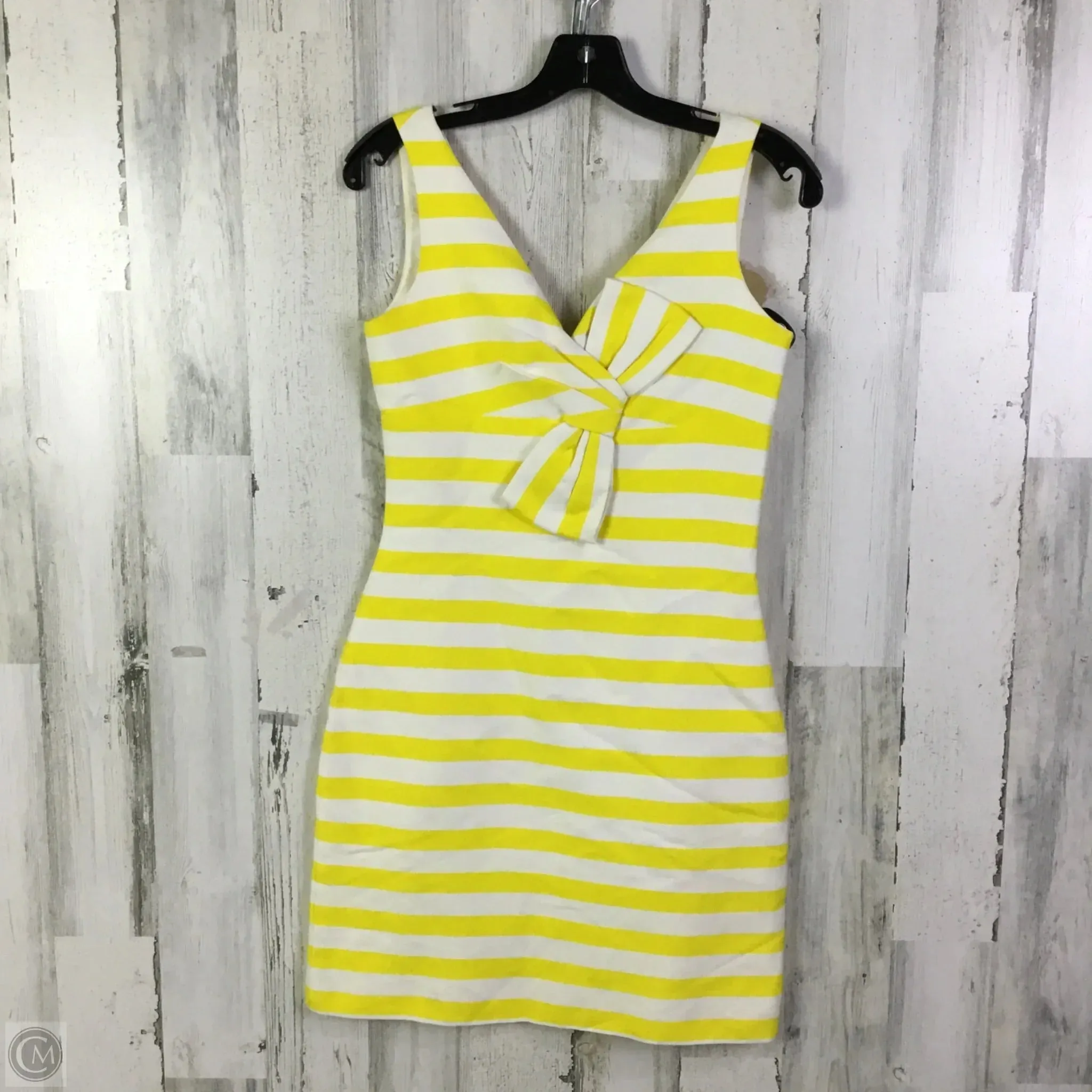 Dress Designer By Kate Spade In White & Yellow, Size: Xs