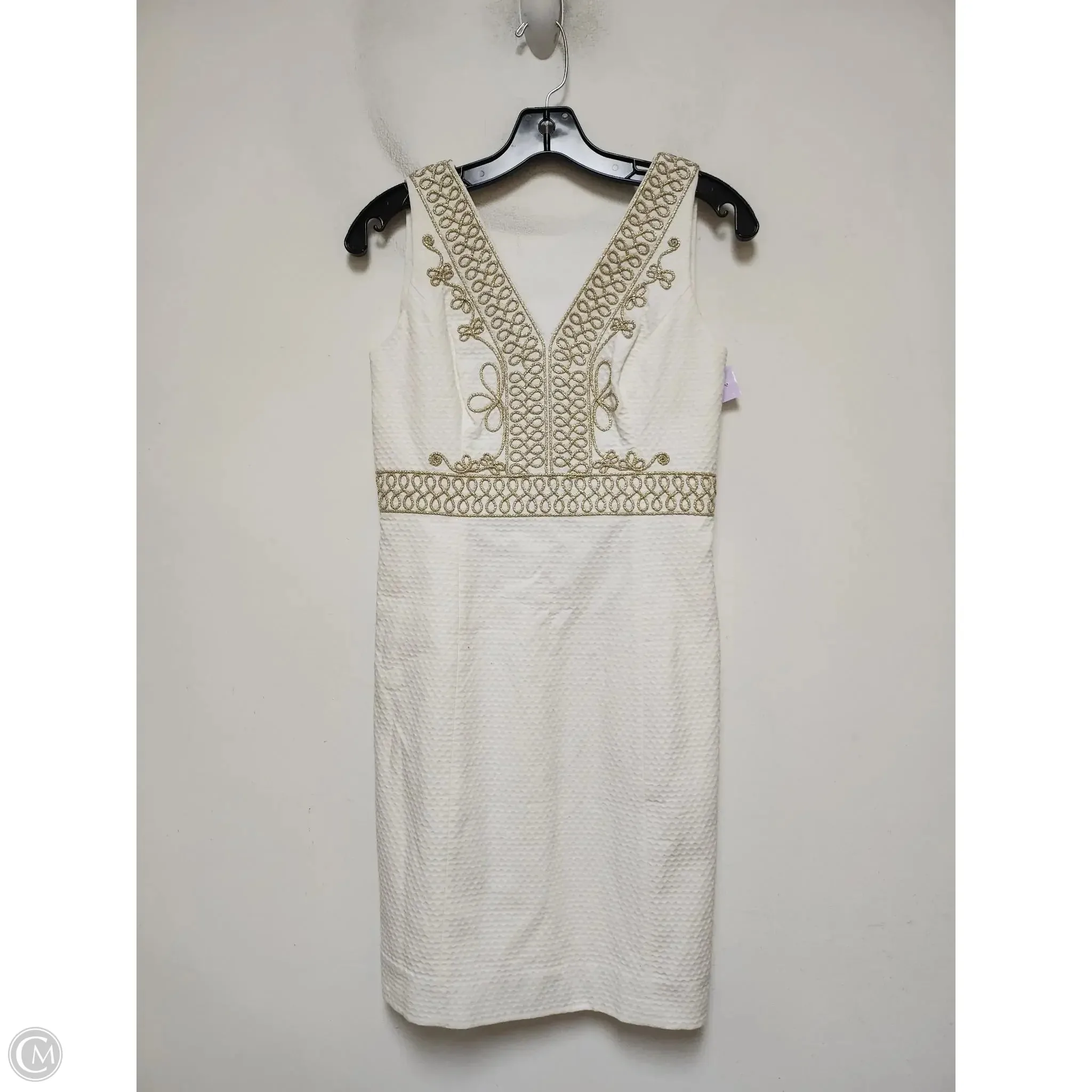 Dress Designer By Lilly Pulitzer In Gold & White, Size: 2