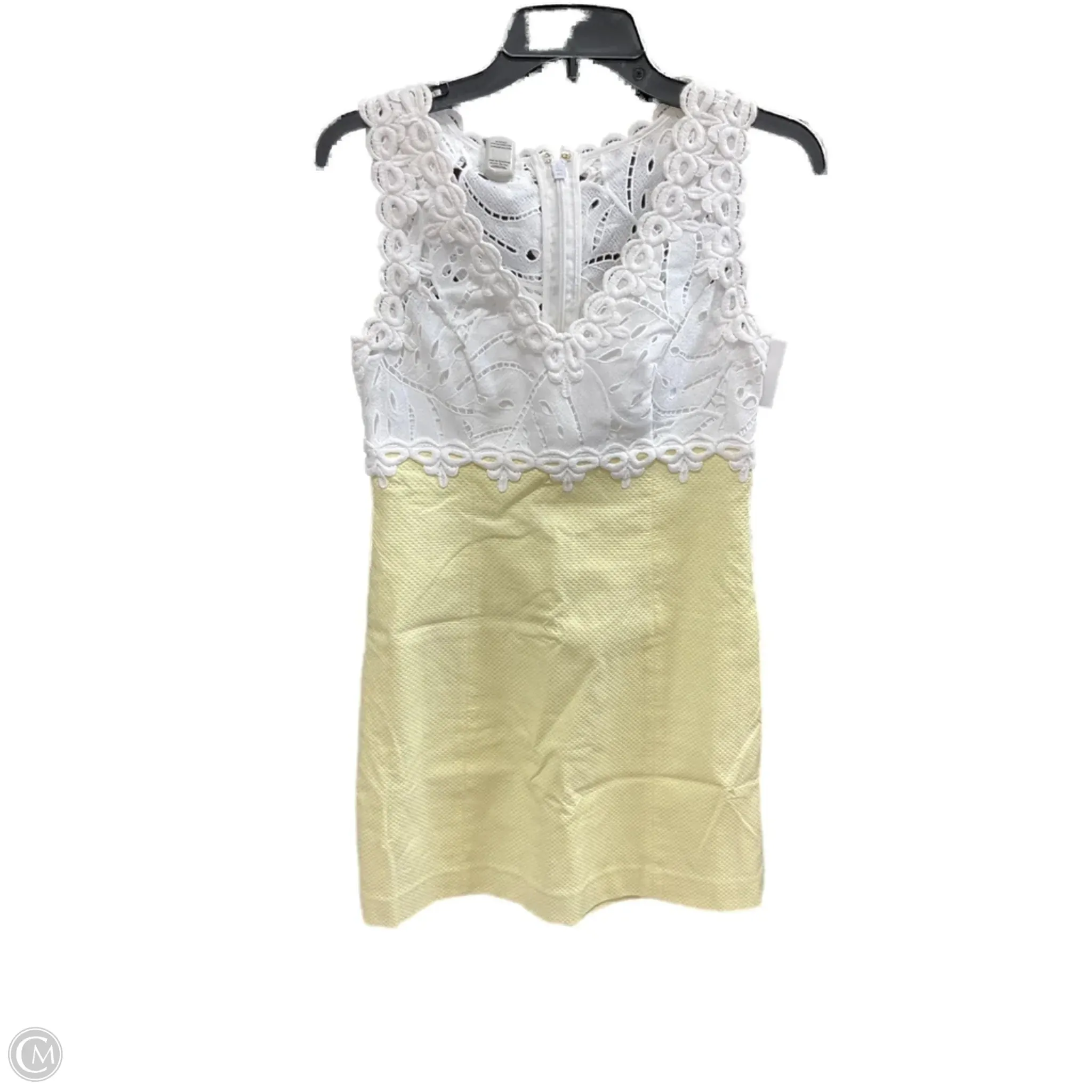 Dress Designer By Lilly Pulitzer In White & Yellow, Size: 0