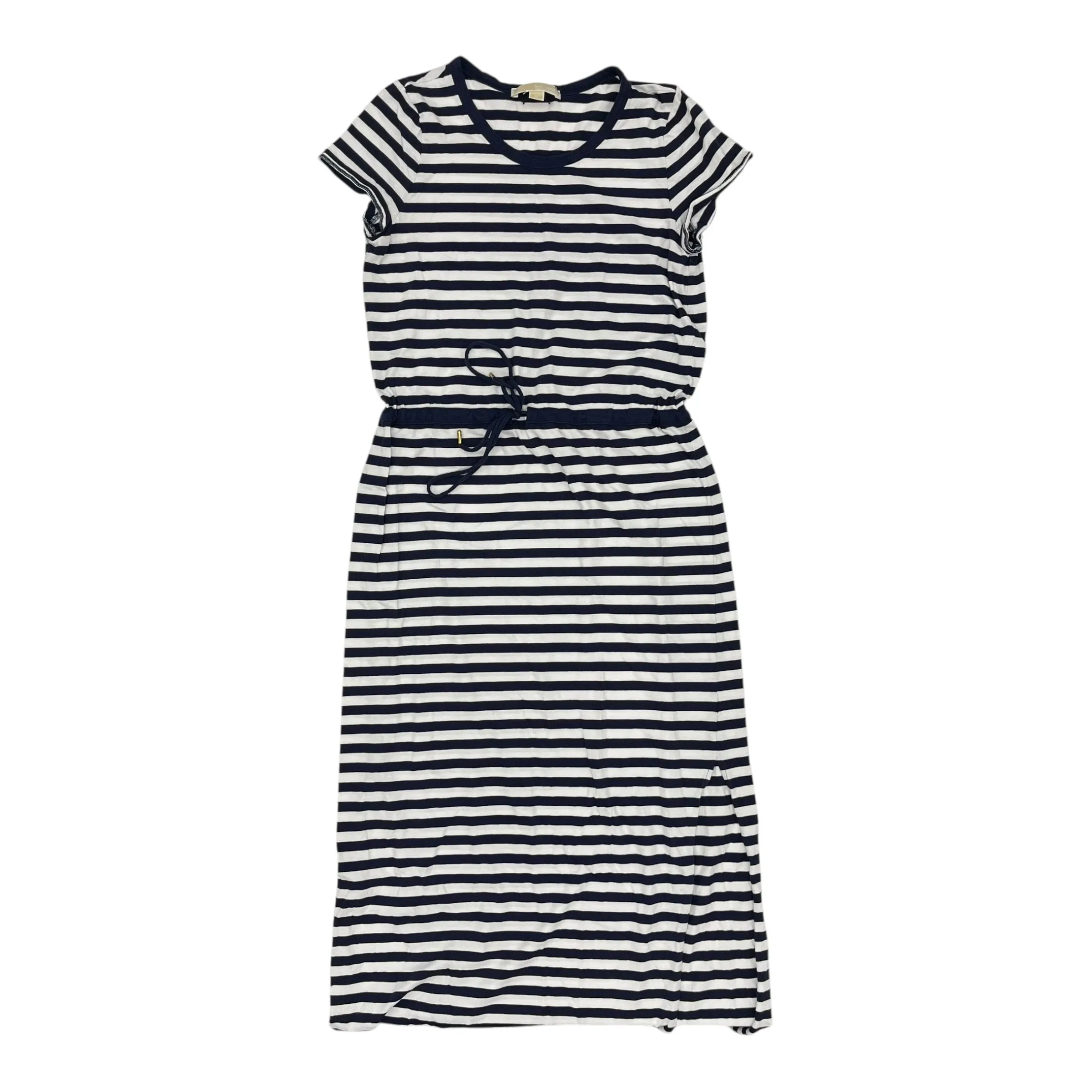 Dress Designer By Michael Kors In Blue & White, Size:M