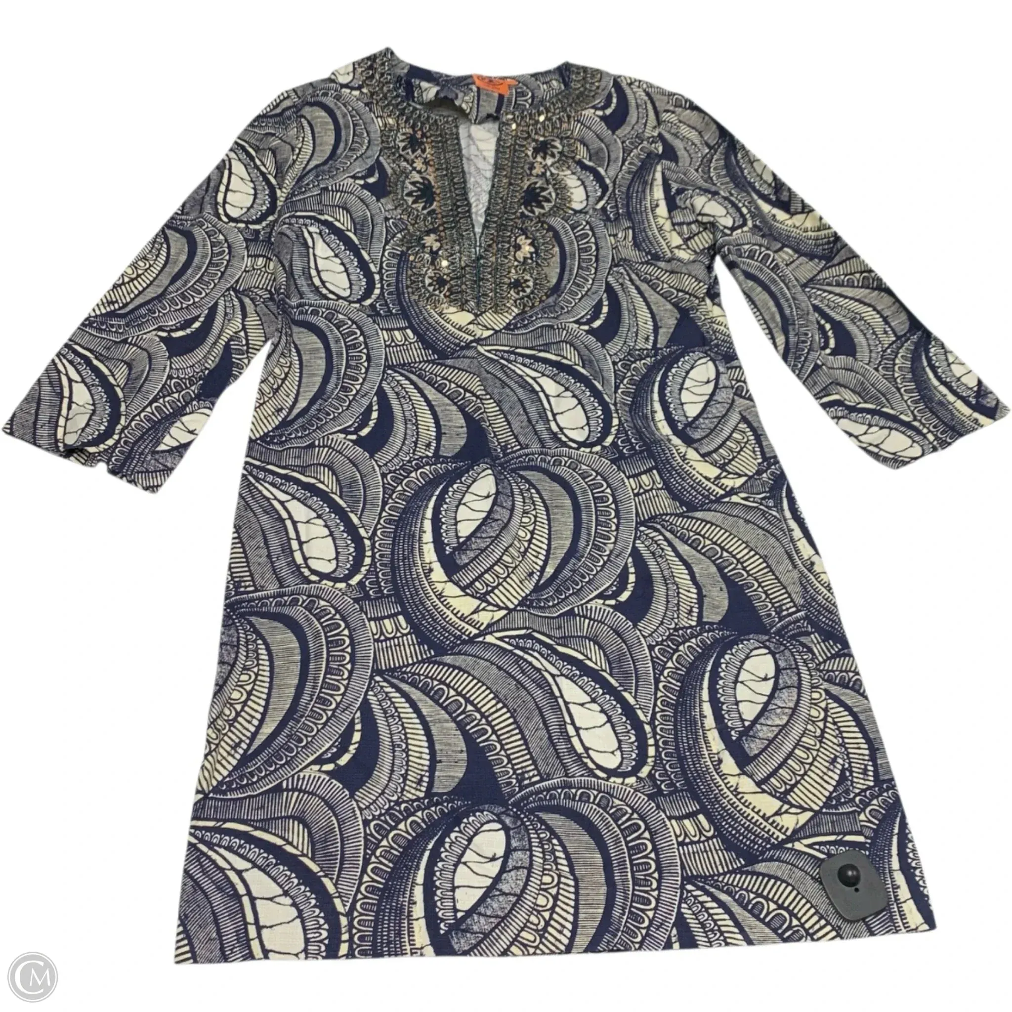 Dress Designer By Tory Burch In Blue & Cream, Size: L