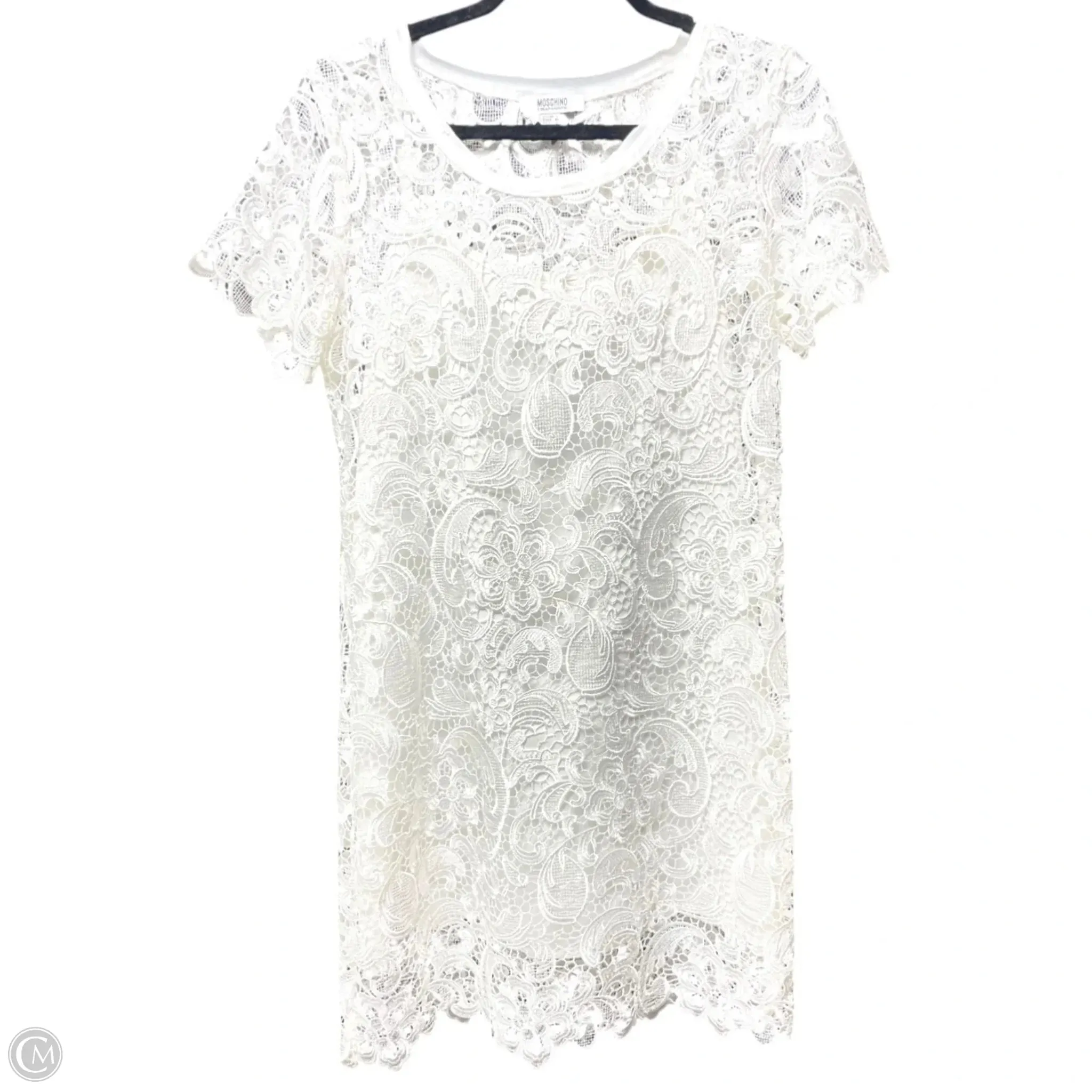 Dress Luxury Designer By Moschino In White, Size: M