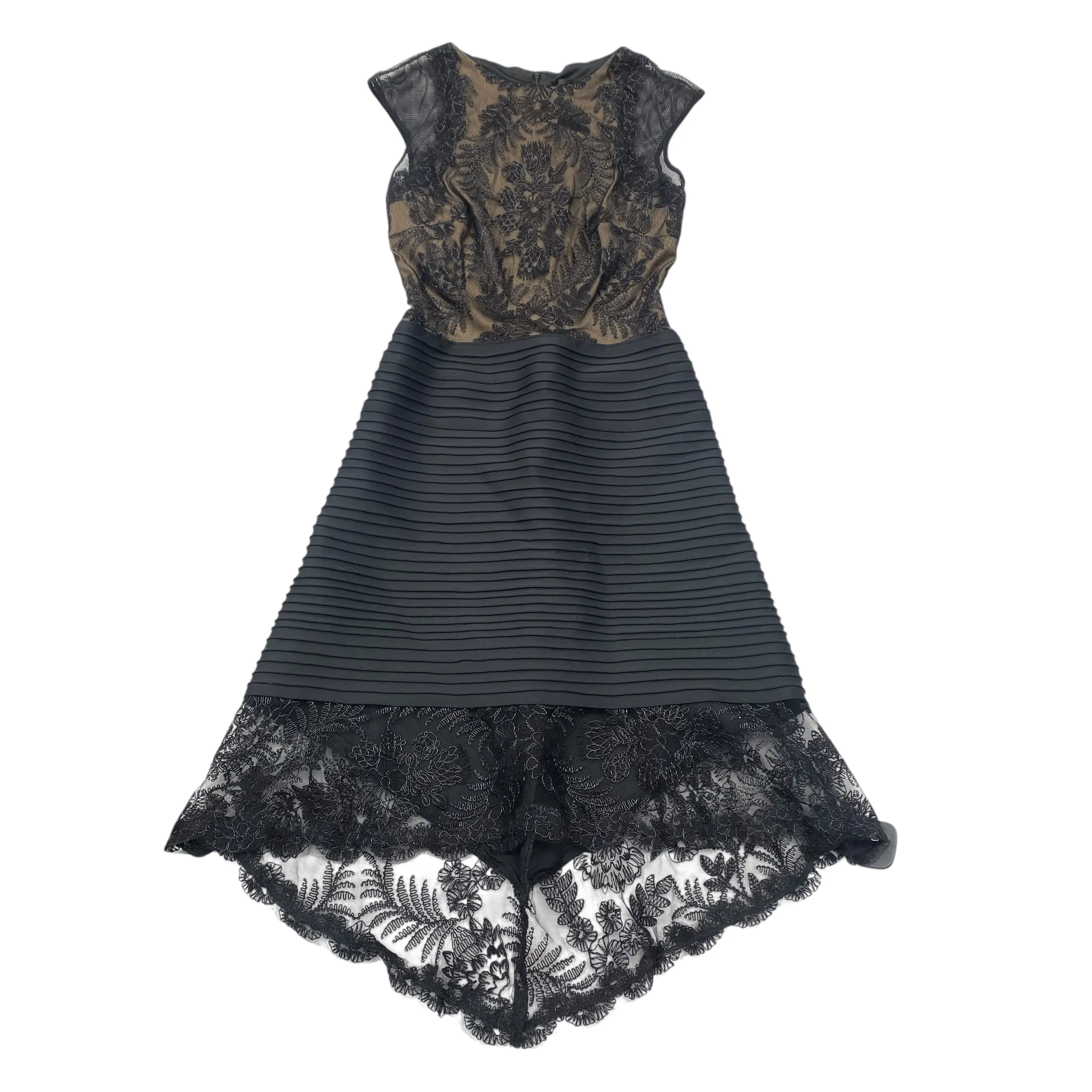 Dress Party Midi Designer By Tadashi Shoji In Black, Size:2