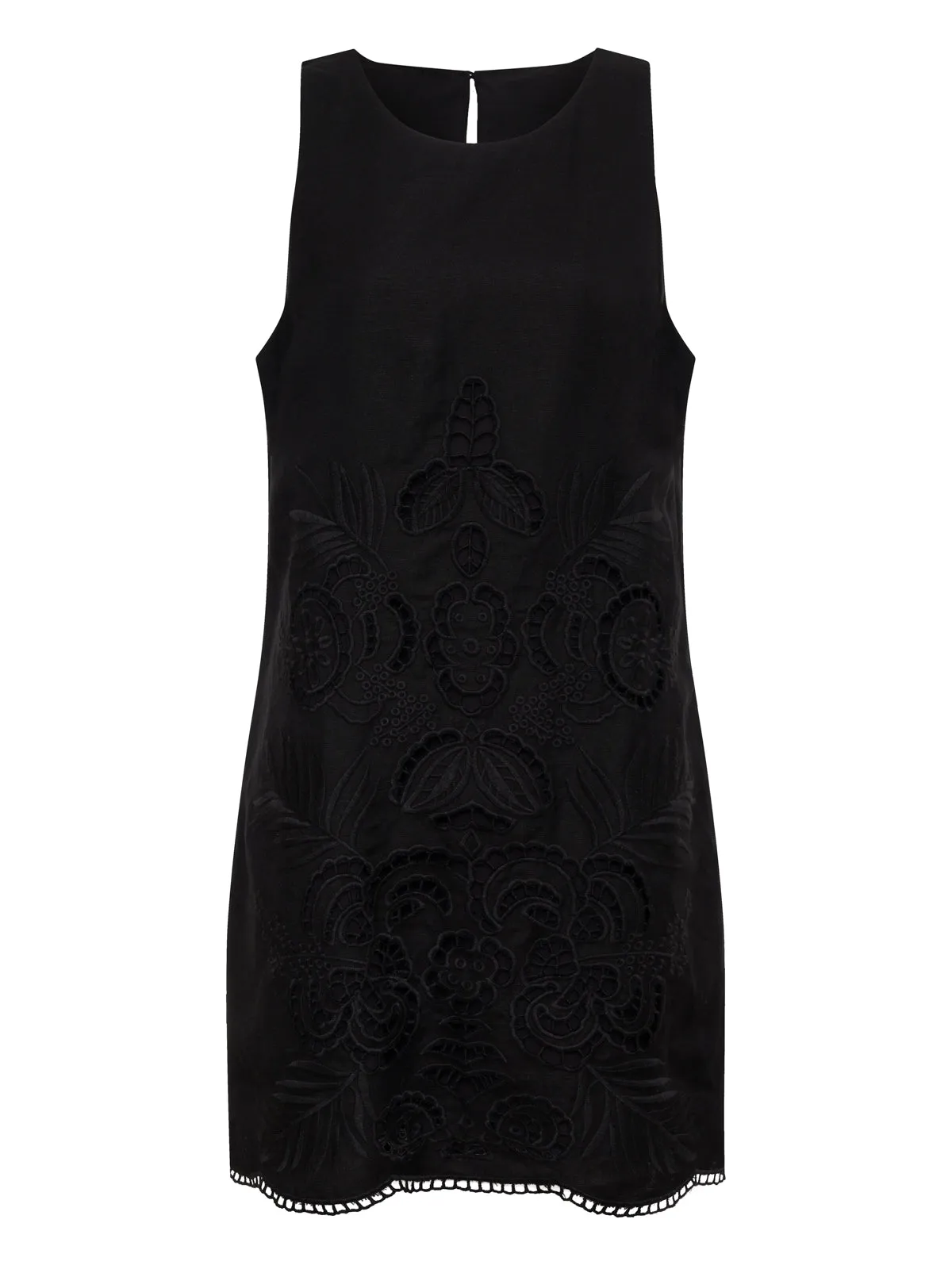 Embroidered Blooms Dress Black