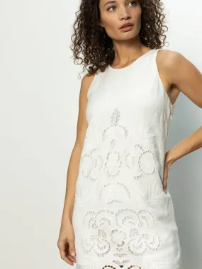 Embroidered Blooms Dress White