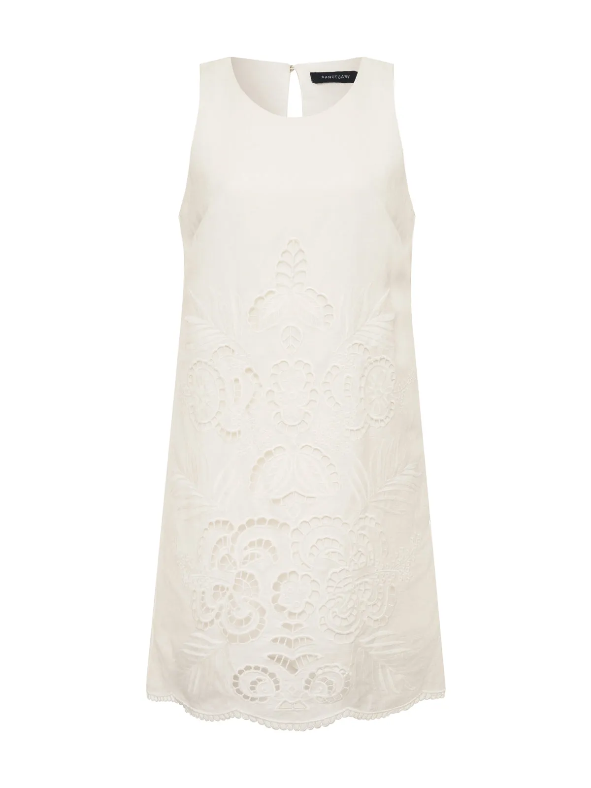 Embroidered Blooms Dress White