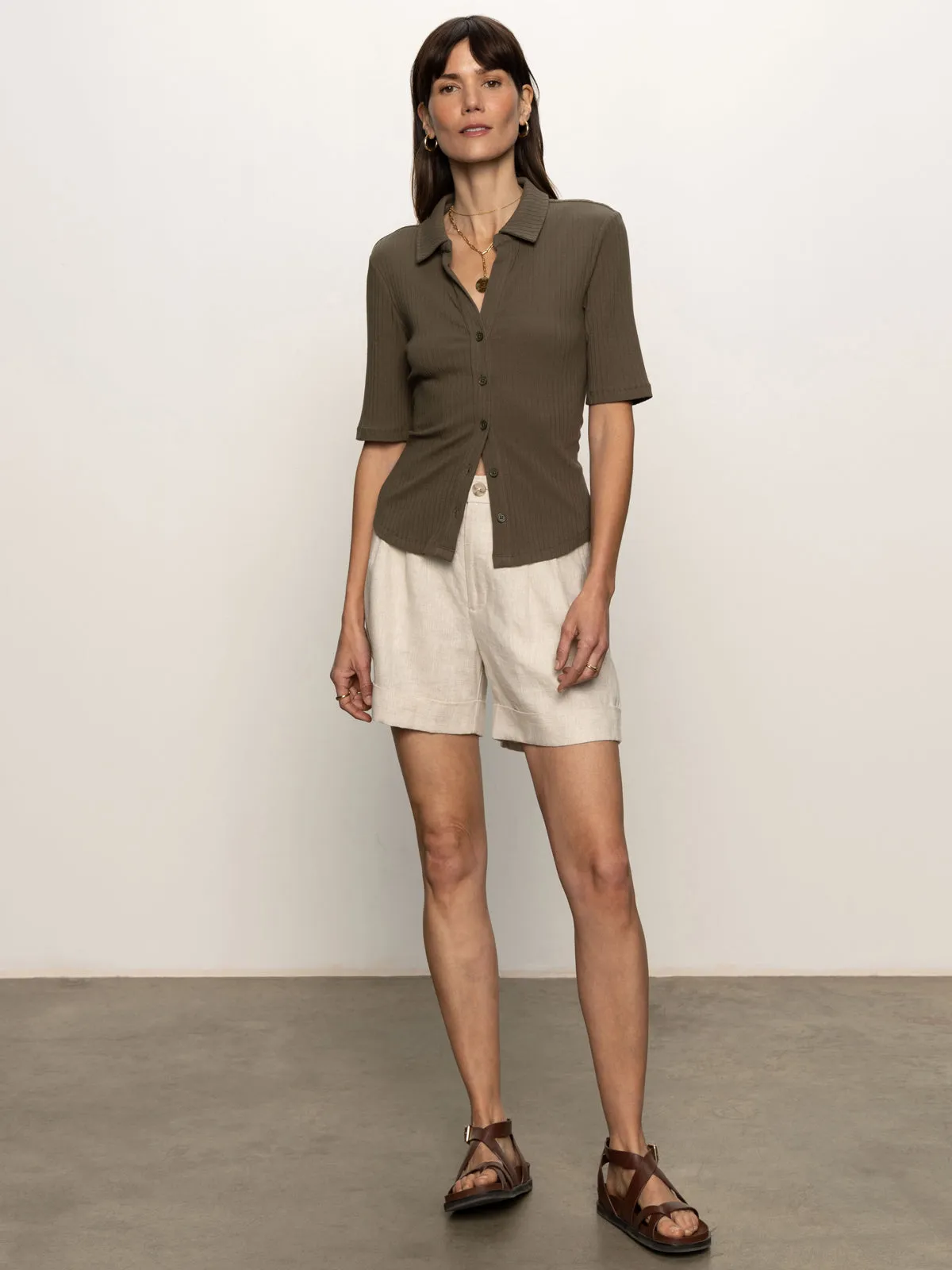 Half Sleeve Ribbed Knit Shirt Kalamata
